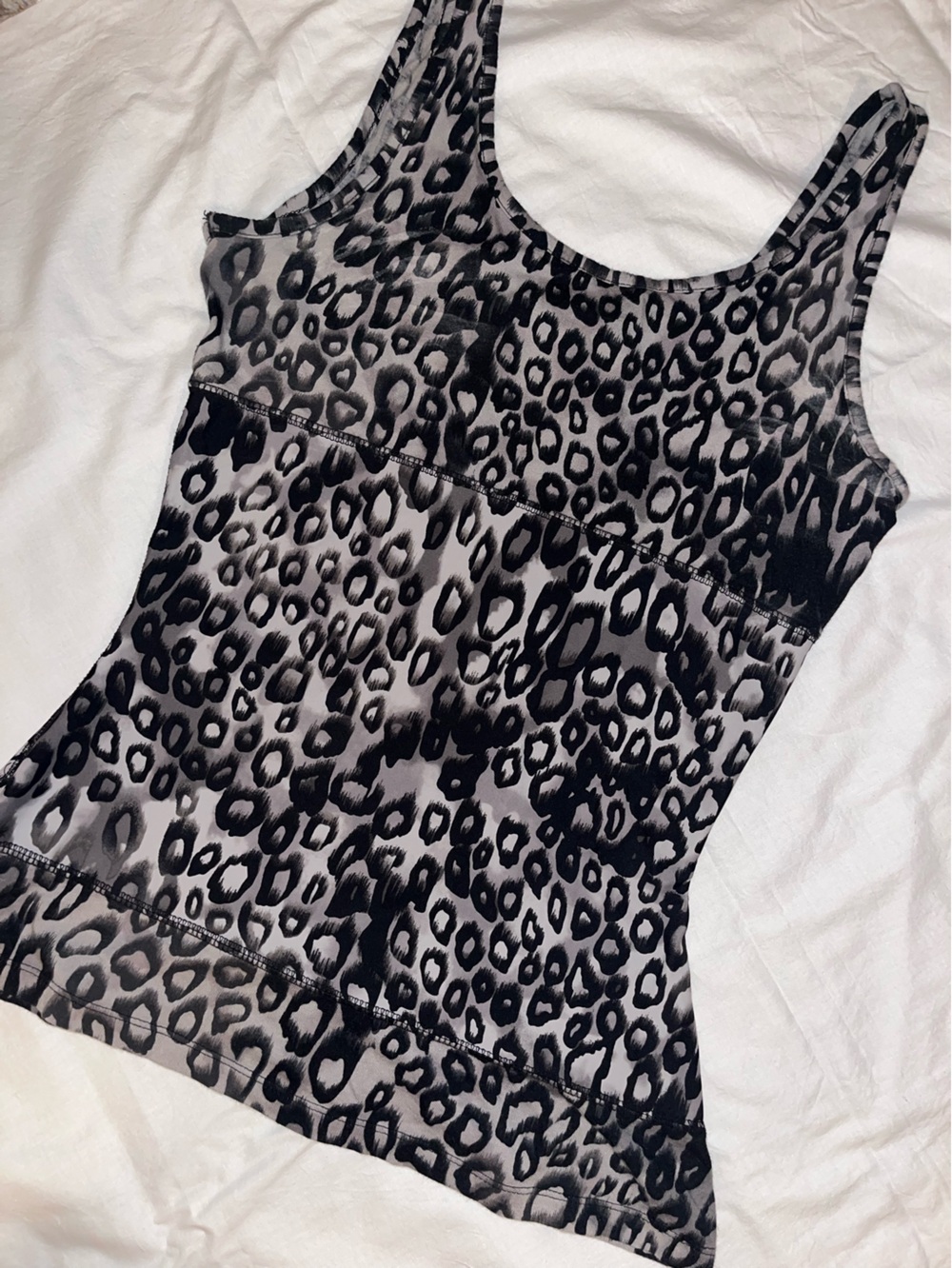 Gray and Black Leopard Print Skirt